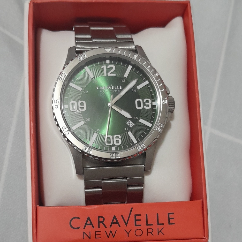 Bulova Caravelle Silver and Green Watch